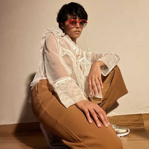 Women Mesh Sheer Top - Picture 3 of 9